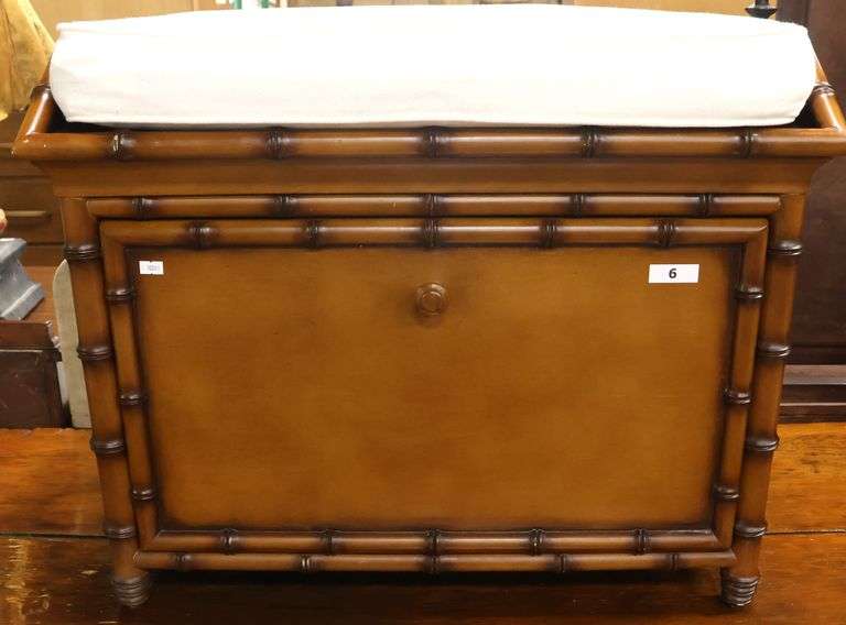 Modern Faux Bamboo Storage Bench