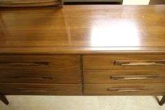 Broyhill Emphasis MCM Walnut Six Drawer Dresser with Mirror