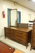 Broyhill Emphasis MCM Walnut Six Drawer Dresser with Mirror