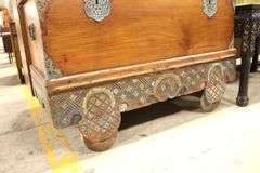 Anglo-Indian Polychrome Painted Hardwood Coffer on Wheels