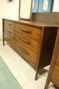 Broyhill Emphasis MCM Walnut Six Drawer Dresser with Mirror