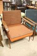 Pair MCM Viko Baumritter Copper and Walnut Lounge Chairs