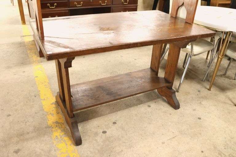 Antique Golden Oak Library Table Desk