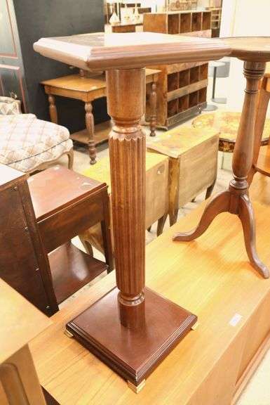 Modern Mahogany Pedestal, Marks on Top