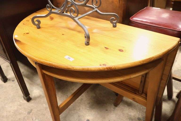 Cabinet-Made Farmhouse Pine Demilune Console Table