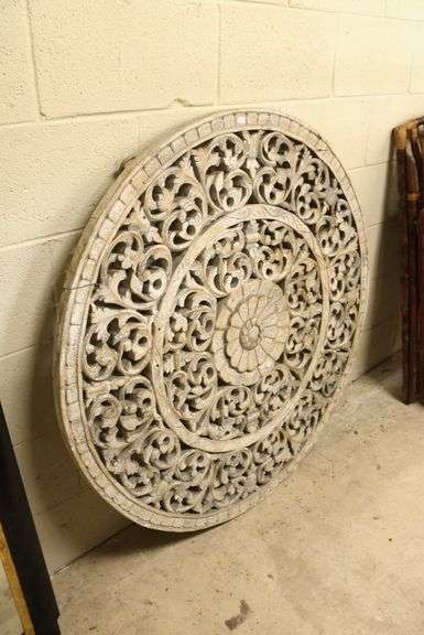 Anglo-Indian Distressed Paint Wall Carving