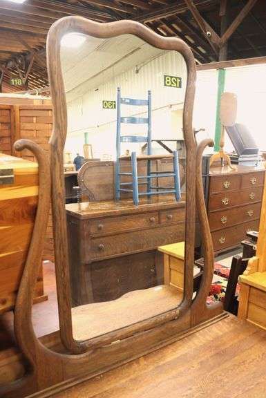 Antique Golden Oak Dresser with Mirror