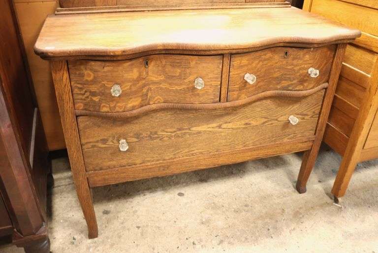 Antique Golden Oak Dresser with Mirror