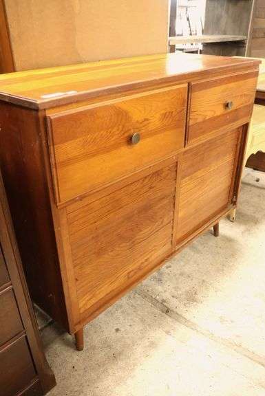 MCM Pine Louver Door Liquor Cabinet