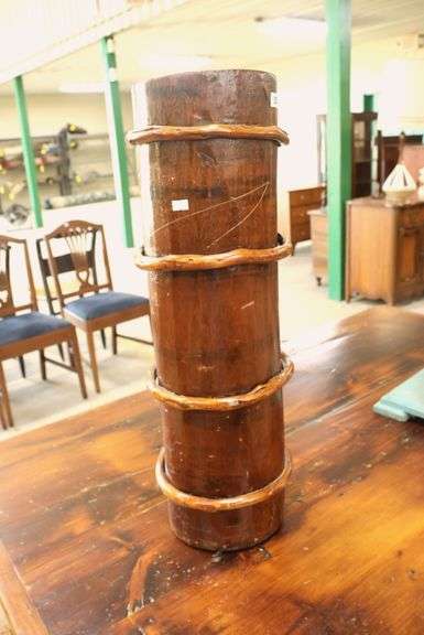 Asian Hewn Wood Umbrella Stand