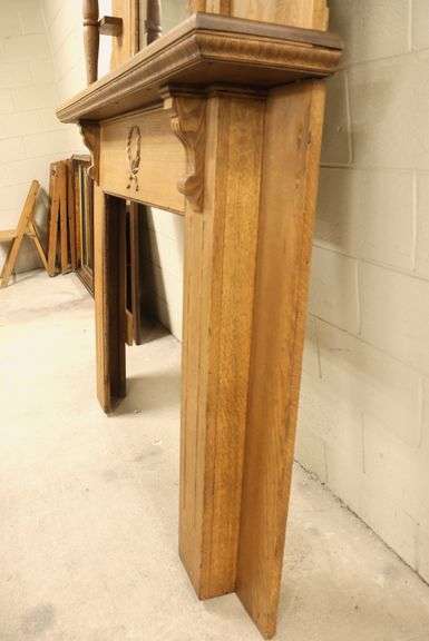 *NO STORAGE* Antique Golden Oak Mantel