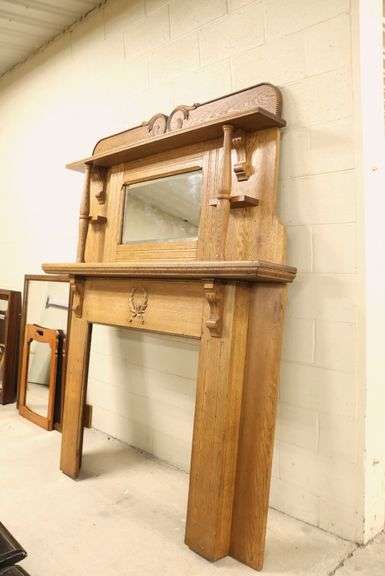 *NO STORAGE* Antique Golden Oak Mantel