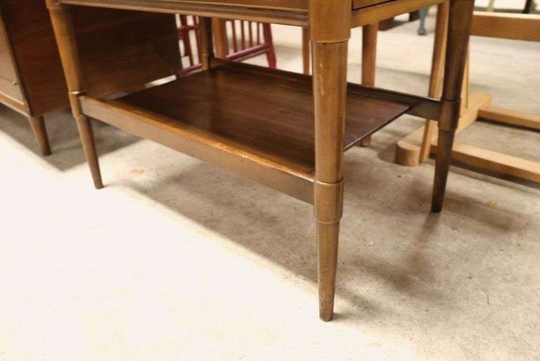 MCM Walnut and Laminate End Table