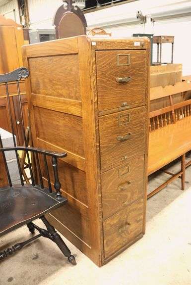 Antique Golden Oak Four Drawer File Cabinet