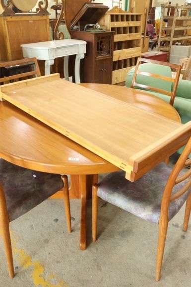 Scandinavian MCM Teak Dining Table and Four JL Moller Chairs