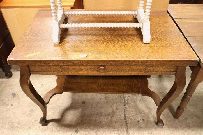 Antique Golden Oak Library Table Desk