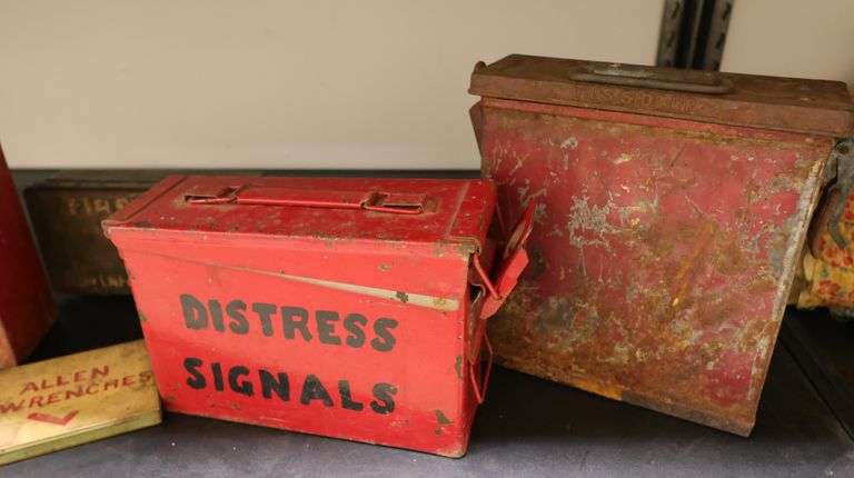 Lot of Vintage Cigarette Tins, 1st Aid Box, Ammo Cans Etc.