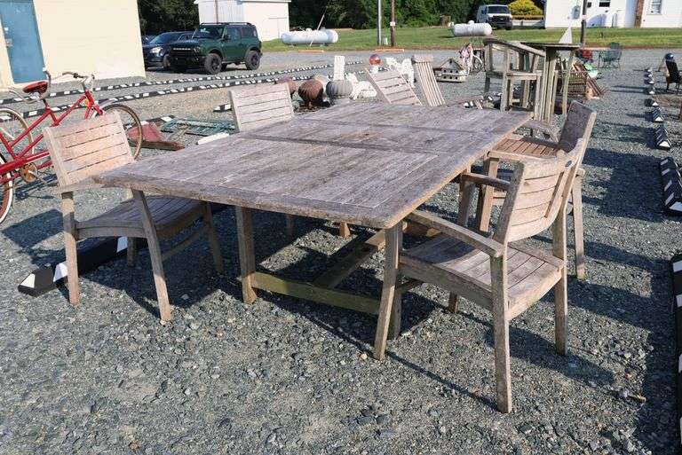 *NO STORAGE* Fortunoff Teak Patio Dining Set, Dry Finish