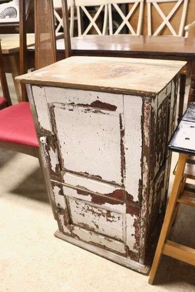 Antique Primitive Cupboard in White Chippy Paint