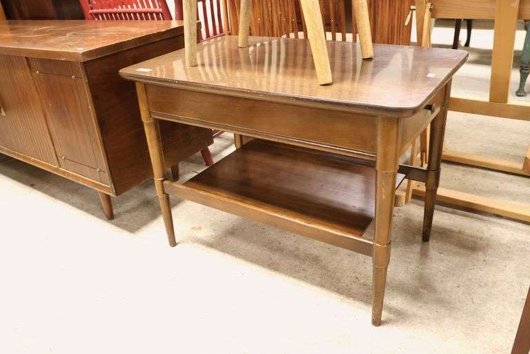 MCM Walnut and Laminate End Table