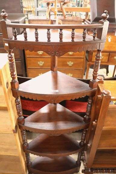 Victorian Walnut Corner Etagere