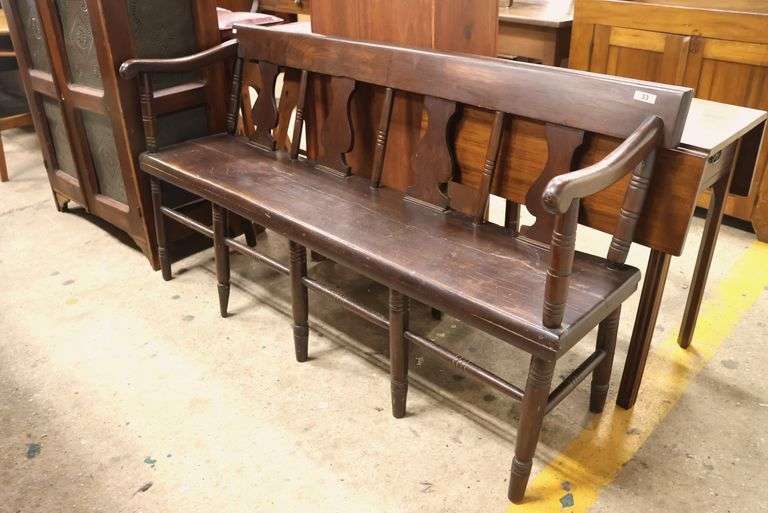 Antique Welsh Elm Full Spindle Bench