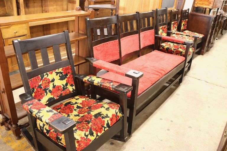 5pc Stickley Brothers Arts & Crafts Oak Parlor Set