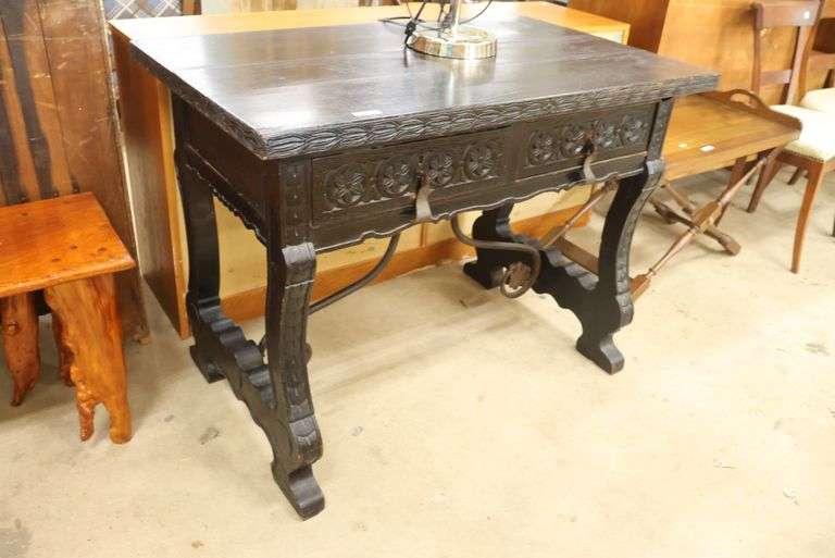 Spanish Colonial Style Painted Library Table