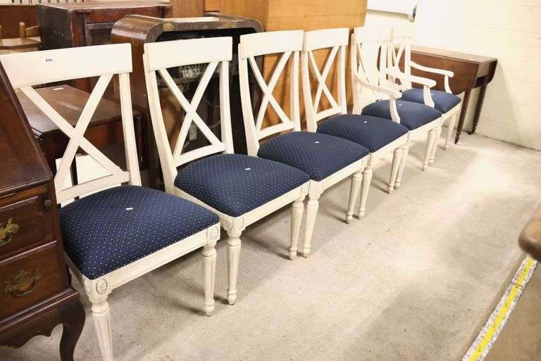 (6) Ethan Allen Directoire Style Painted Dining Chairs