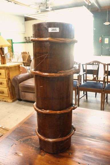 Asian Hewn Wood Umbrella Stand