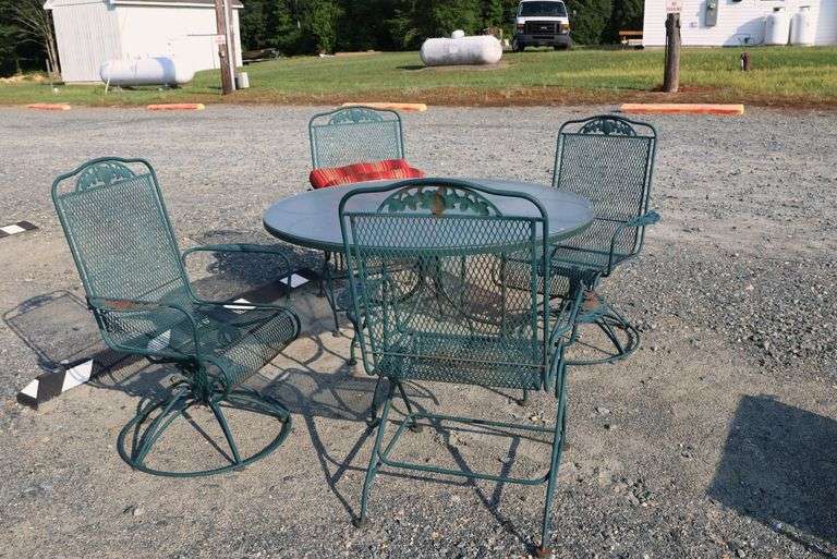 *NO STORAGE* Glass Top Wrought Iron Dining Set