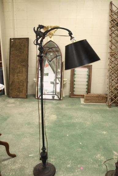 Beaux Arts Cast Iron Figural Griffin Floor Lamp
