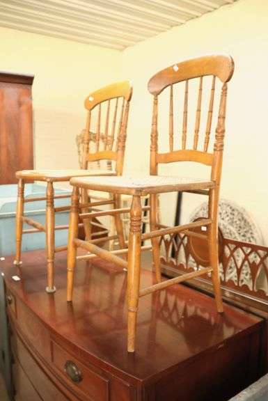Pair Victorian Cane Seat Chairs