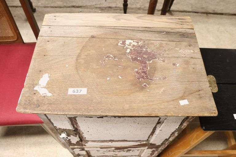 Antique Primitive Cupboard in White Chippy Paint