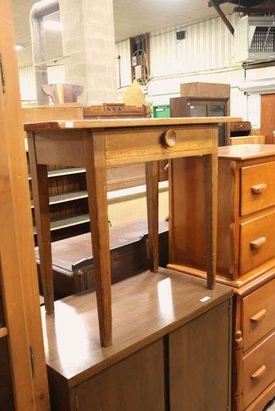 Antique Farmhouse Pine One Drawer Work Table