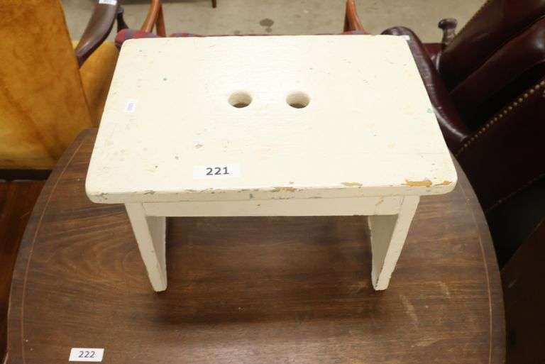 Vintage Farmhouse Painted Footstool