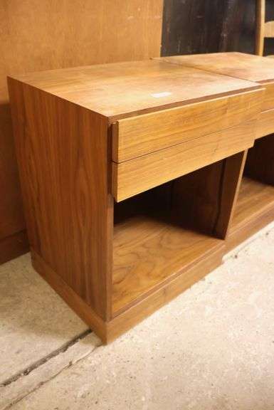 Pair MCM Walnut Nightstands, Chips and Wear