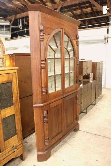 York County, Pennsylvania Federal Softwood Two Piece Corner Cupboard