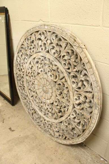 Anglo-Indian Distressed Paint Wall Carving