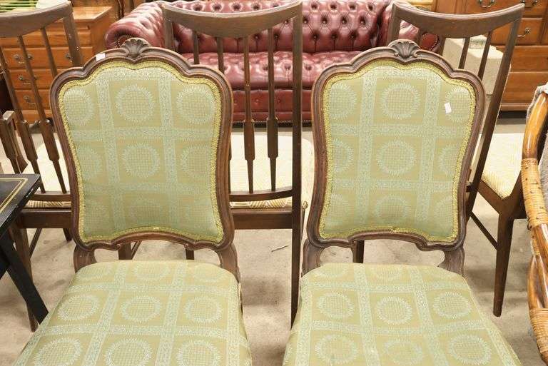 Pair French Provincial Carved Walnut Side Chairs