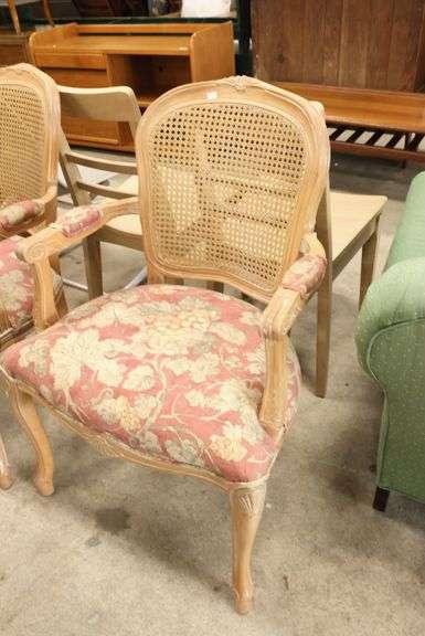 Pair French Provincial Style Caned Armchairs