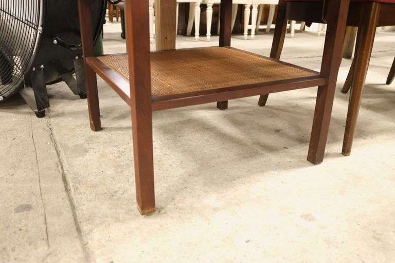MCM Walnut and Cane End Table, Marks on Top