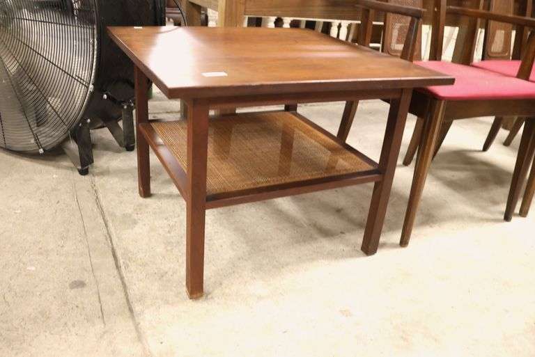 MCM Walnut and Cane End Table, Marks on Top
