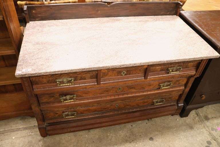 Victorian Marble Top Walnut Dresser
