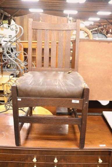 L. & J.G. Stickley Mission Oak Dining Chair in Original Condition (Seat Rough)