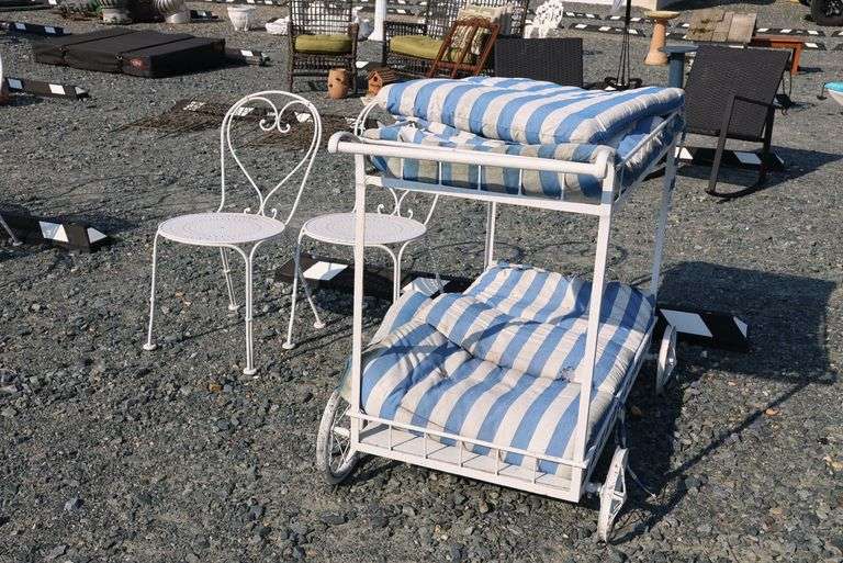 *NO STORAGE* Bar Cart, Cushions, Ice Cream Parlor Chairs