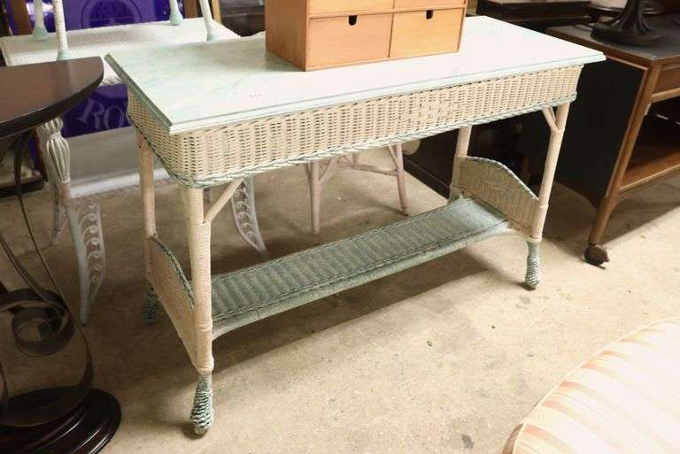 Painted Wicker Console