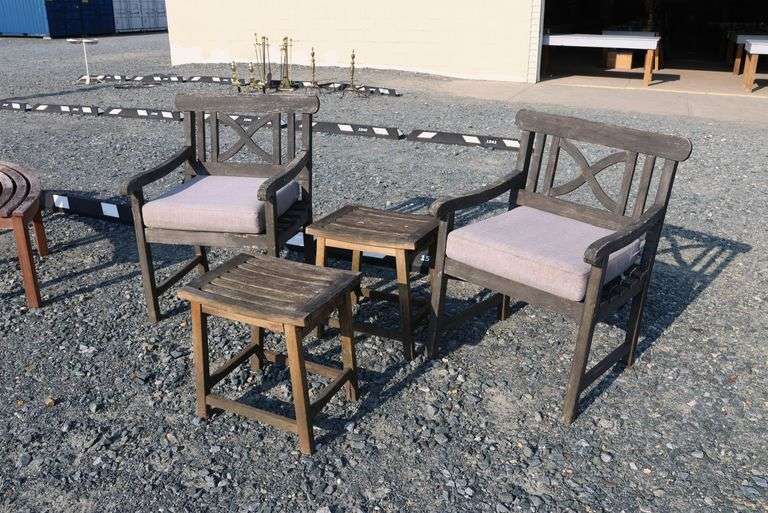 *NO STORAGE* Teak Arm Chairs and Cocktail Tables, Dry Finish