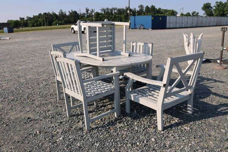 *NO STORAGE*Painted Teak Patio Dining Set