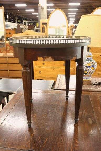 Louis XVI Style Marble Top Cocktail Table, As-Is